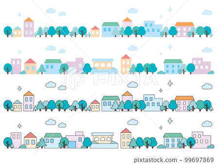 Cityscape full of greenery set winter 99697869