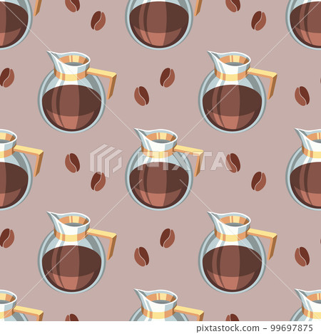 Seamless pattern, glass jugs with coffee and...-插圖素材 [99697875] - PIXTA圖庫