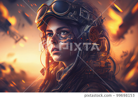 Siluette fo firefighter with fire 99698153