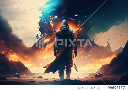 Knight in front of castle 99698157