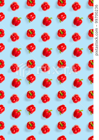 Bulgarian red pepper on blue backdrop. background not seamless pattern Bulgarian red pepper on blue backdrop. background not seamless pattern 99700236