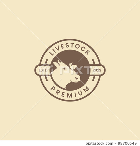 cattle livestock animal cows meat head badge circle vintage logo design vector icon illustration 99700549