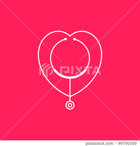 stethoscope health care medical love line logo design vector icon illustration 99700580