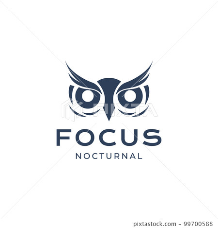 nocturnal owl head eyes focus hunt night modern logo design vector icon illustration 99700588