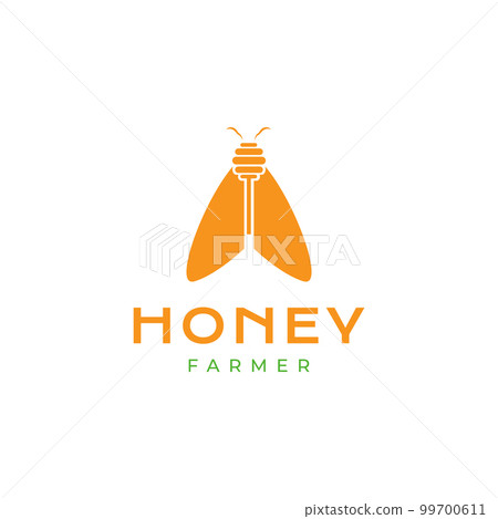 insect bee flying wings honey mixer modern logo design vector icon illustration 99700611