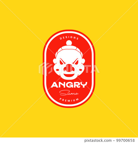 face sumo fat man angry sport badge vintage logo design vector icon illustration 99700658