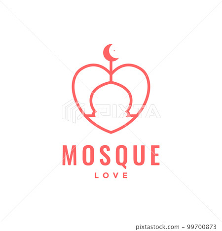 dome mosque pray muslim place love minimal logo design icon vector illustration 99700873