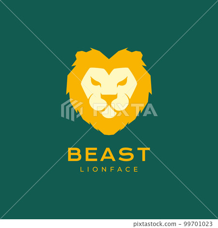 face beast savanna forest animal lion mane mascot line flat logo design vector icon illustration 99701023
