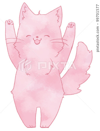 舉起雙手微笑的長毛貓(紅) 舉起雙手微笑的長毛貓(紅) 99701577