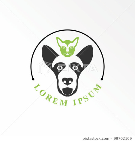 Cool dog head with hat logo cartoon design abstract vector