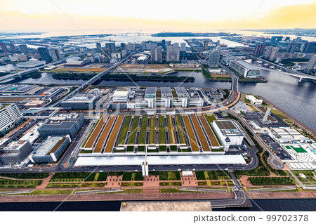Aerial view of Odaiba Harbor in Tokyo, Japan Aerial view of Odaiba Harbor in Tokyo, Japan 99702378