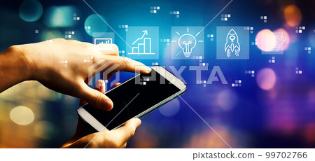Great idea for success concept with person using smartphone 99702766