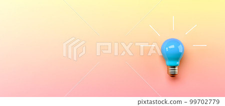 Idea light bulb - Flat lay - 3D Idea light bulb - Flat lay - 3D 99702779