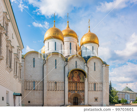The Dormition Cathedral in Moscow Kremlin, also known as the Assumption Cathedral or Cathedral of the Assumption 99703601