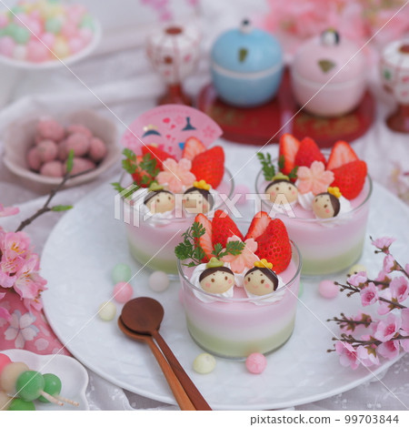 春天的甜點女兒節三色布丁 99703844