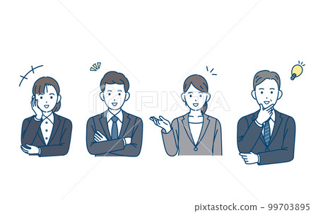 一個男人和一個女人的插圖,他們激勵和理解商界人士 一個男人和一個女人的插圖,他們激勵和理解商界人士 99703895