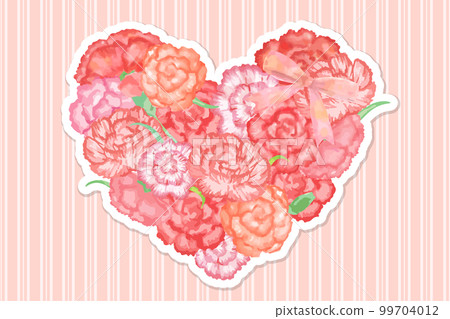 Watercolor style heart carnation illustration set no main lines white border seal style vector Watercolor style heart carnation illustration set no main lines white border seal style vector 99704012
