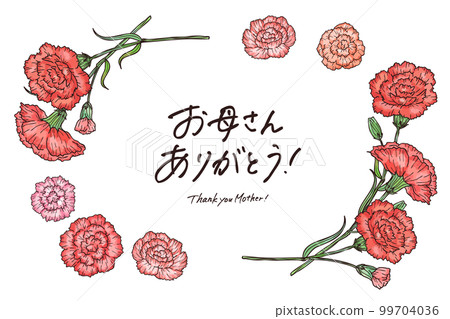 Watercolor style carnation frame material illustration set with main line vector 99704036