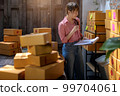 Asian teenager owner business woman work at home for online shopping and sale. 99704061