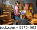 Asian teenager owner business woman work at home for online shopping and sale. 99704063