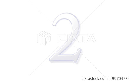 Three-dimensional number 2 character on a white background. Three-dimensional number 2 character on a white background. 99704774