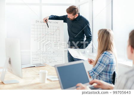 business team discussing financial data for new project 99705643