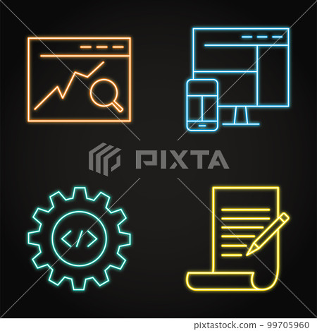Neon SEO icon set in line style 99705960