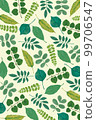 Hand-painted background material of fresh green fresh green leaves 99706547