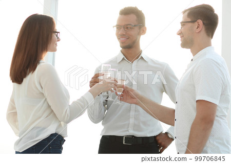 business colleagues celebrate the successful start of a new project. 99706845