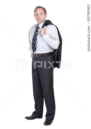 confident businessman holding a jacket over his shoulder confident businessman holding a jacket over his shoulder 99706963