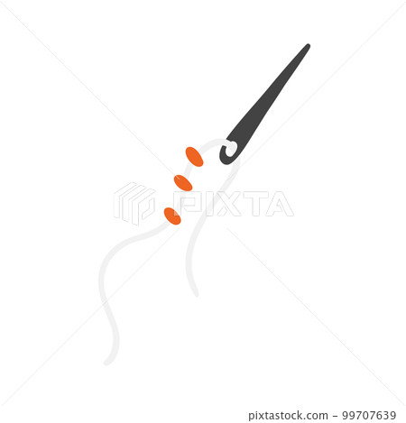 Needle with bead icon. Hand drawn flat illustration of needlework supply, sewing, embroidery, handicrafts, hobby Needle with bead icon. Hand drawn flat illustration of needlework supply, sewing, embroidery, handicrafts, hobby 99707639