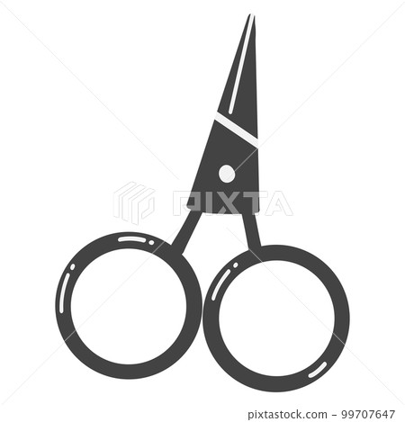 Needlework scissors in cartoon flat style. Hand drawn vector illustration of professional tool for craft, hobby 99707647
