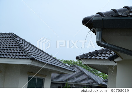 gray roof of house residential with rain 99708019