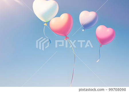 漂浮在藍天上的氣球插畫 99708098