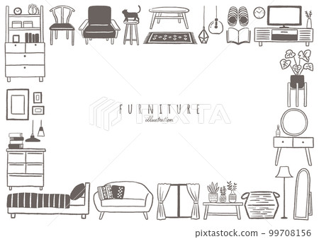 Furniture interior line drawing illustration 99708156