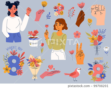 International women's day. 8 March. Collection with girl power slogans and inspiration quotes International women's day. 8 March. Collection with girl power slogans and inspiration quotes 99708201