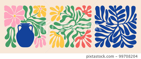 Groovy abstract organic plant shapes art set. Matisse floral posters in trendy retro 60s 70s style. Groovy abstract organic plant shapes art set. Matisse floral posters in trendy retro 60s 70s style. 99708204