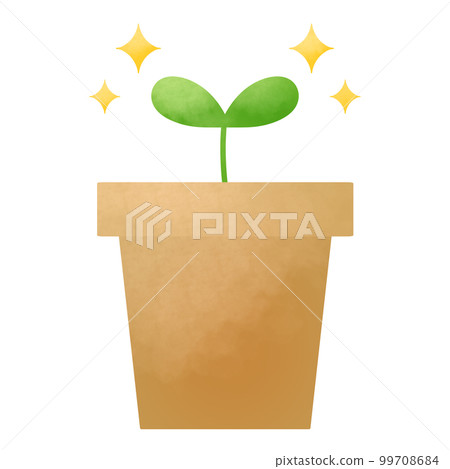 從棕色花盆里長出來的雙葉 99708684