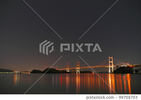 [Kurushima Kaikyo Bridge (Night)] Name of Yoshiumi Town, Imabari City, Ehime Prefecture 99708703