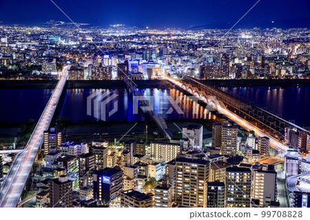 Osaka night view from Umeda Sky Building (Yodogawa direction) 99708828