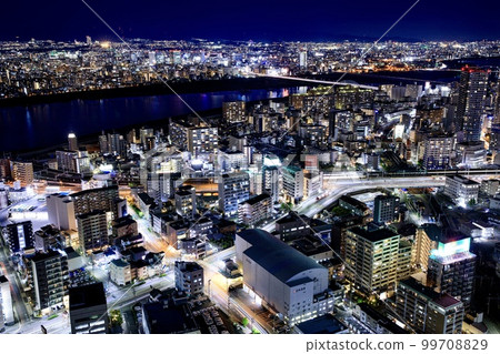 Osaka night view from Umeda Sky Building (Yodogawa direction) 99708829
