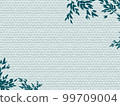 藍色牛皮紙風格背景上的樹枝和樹葉 99709004