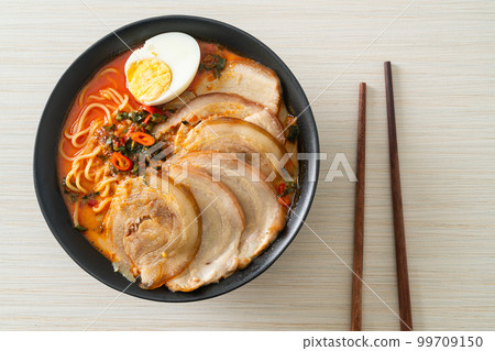 Ramen Noodles Spicy Tomyum Soup with Roast Pork 99709150