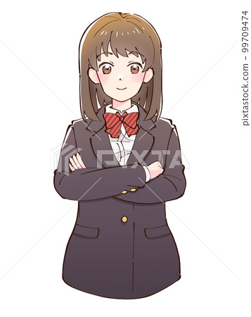 Female student wearing a blazer uniform 27 Female student wearing a blazer uniform 27 99709474