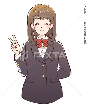 Female student wearing a blazer uniform 25 Female student wearing a blazer uniform 25 99709475