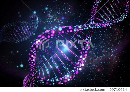 Image material: Abstract DNA spiral particle background 99710614