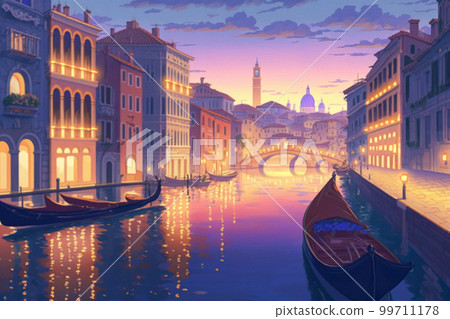 illustration alley europe waterway middle ages brick city canal 99711178