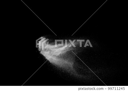 White powder explosion cloud against black background.White dust particles splash. 99711245