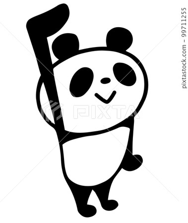 Cute simple panda salute pose 99711255