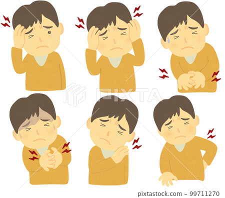 A set of men who feel pain in the body A set of men who feel pain in the body 99711270